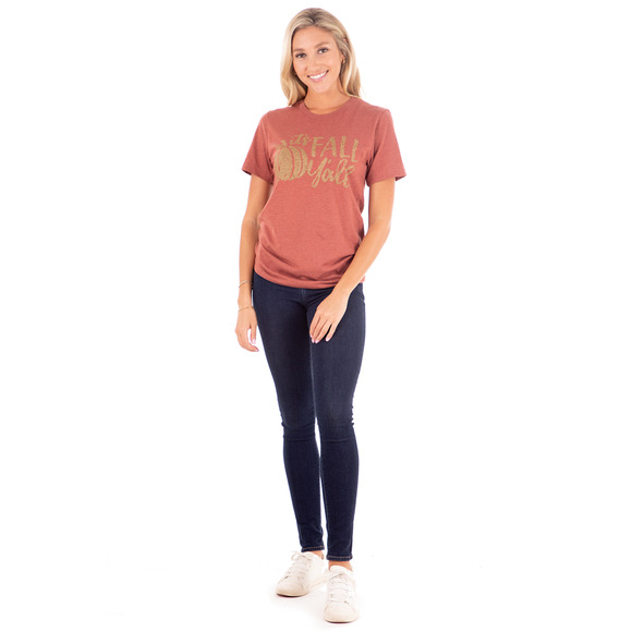 Rust Burnt Orange Short Sleeve Fall Graphic Tee Shirt - Medium - Picture 3 of 4